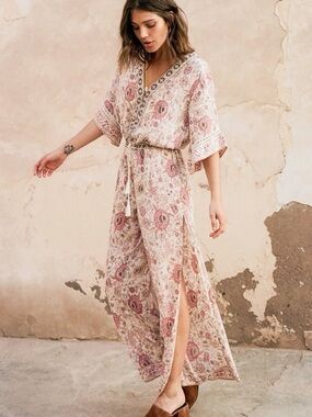 Spell & the Gypsy Collective Zahara Floral Jumpsuit Pink and Cream Size M